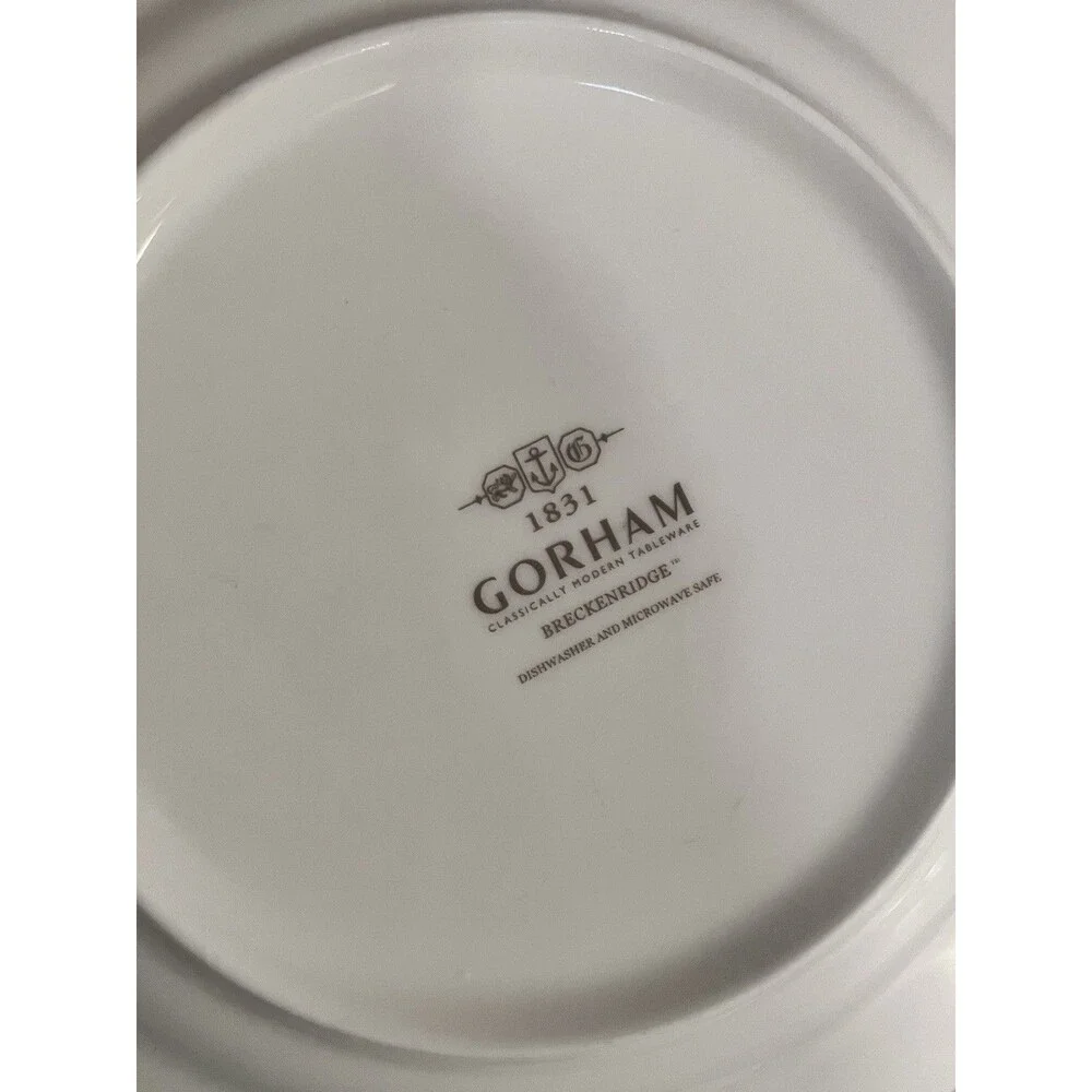 GORHAM Breckenridge Salad Plates 8" White Bone China Set of 4 - Picture 5 of 7